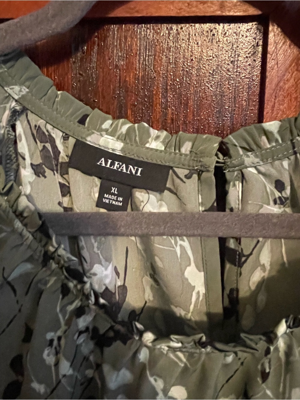 Alfani Green Floral Print Long-Sleeve Peasant Blouse - Picture 3 of 3